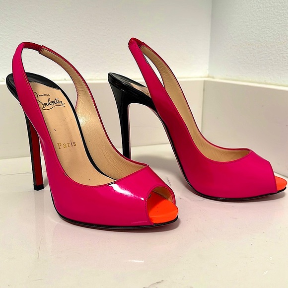 Christian Louboutin patent leather sling back sandals, size 37 - Picture 3 of 13
